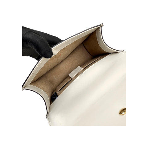 Gucci White Calfskin Leather Small Sylvie Shoulder Bag