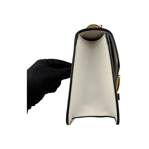 Gucci White Calfskin Leather Small Sylvie Shoulder Bag