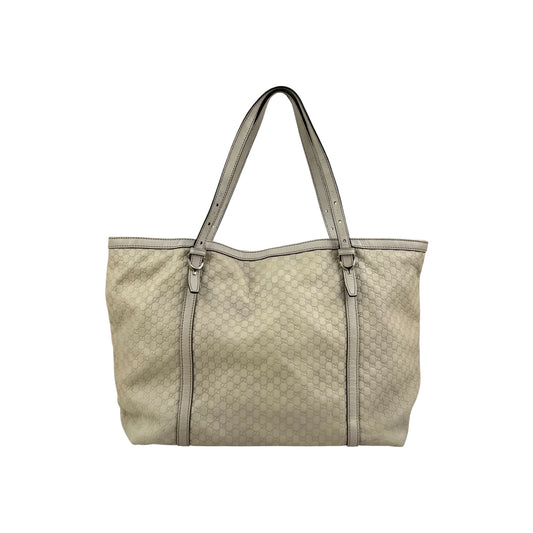 Gucci White Micro Guccissima Leather Nice Tote Bag