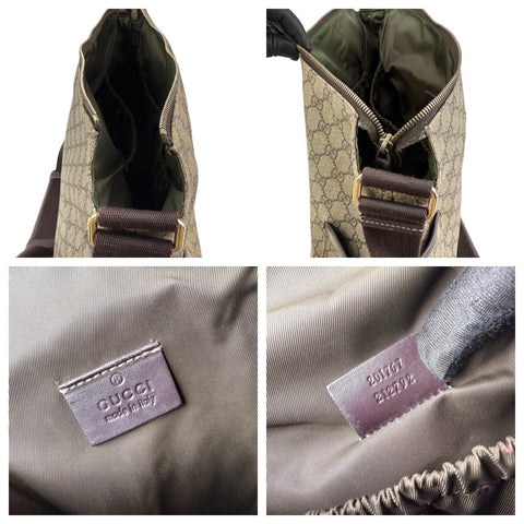 gucci beige gg supreme coated canvas baby diaper bag inside pocket detail