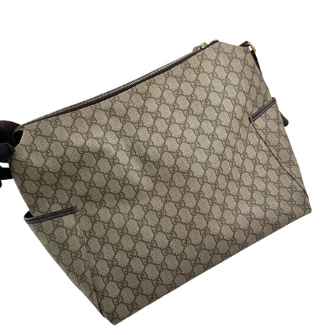 gucci beige gg supreme coated canvas baby diaper bag left back 45