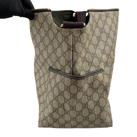 gucci beige gg supreme coated canvas baby diaper bag left