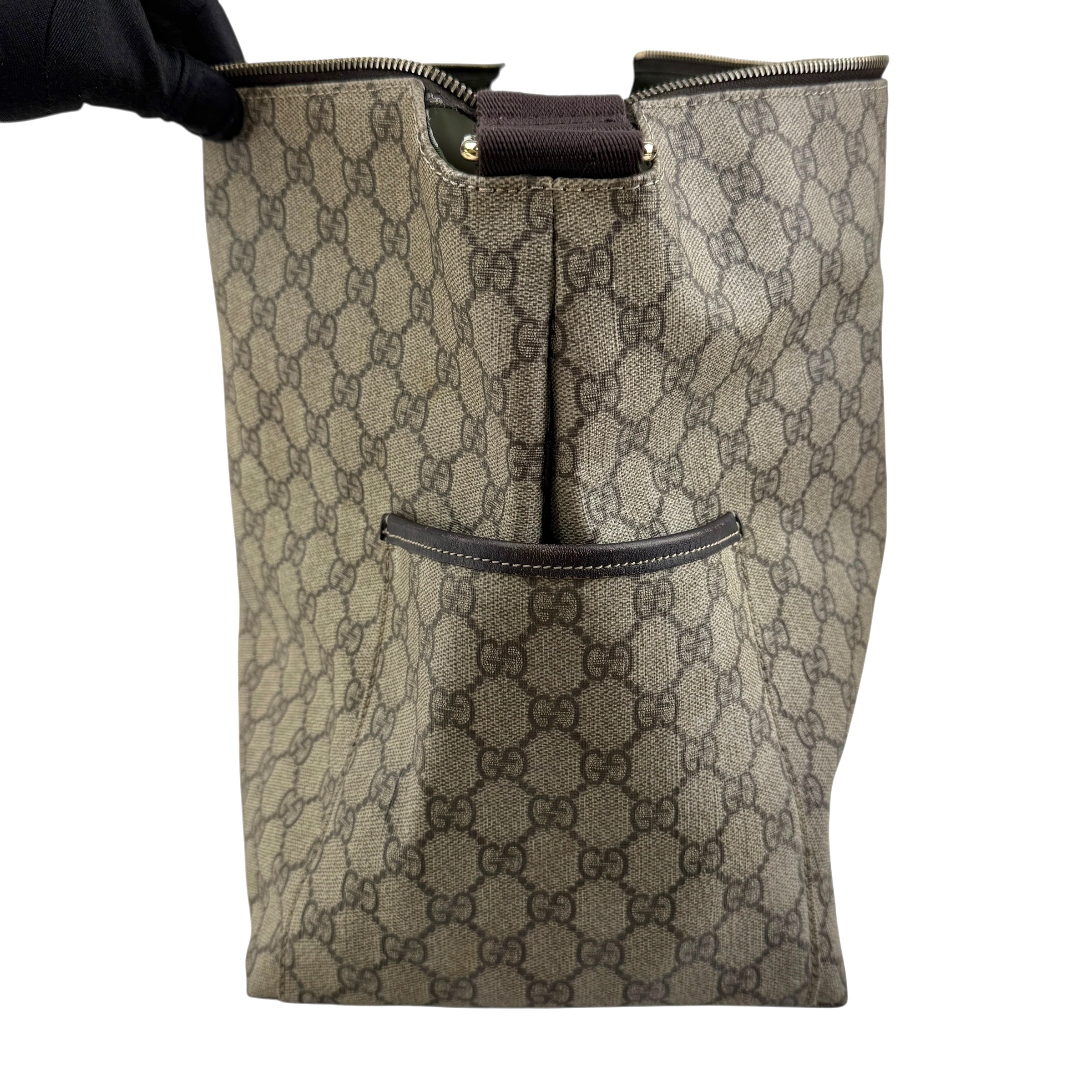 gucci beige gg supreme coated canvas baby diaper bag right