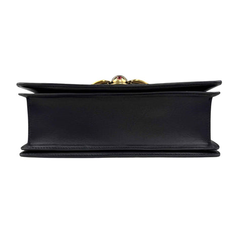 Gucci Black and White Leather Queen Margaret Top Handle Bag