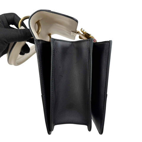 Gucci Black and White Leather Queen Margaret Top Handle Bag