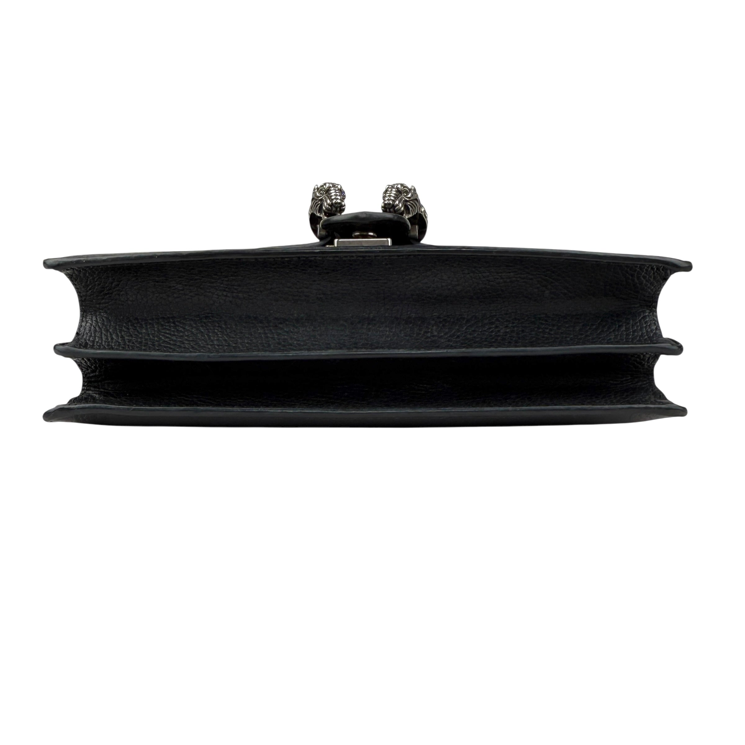 gucci black grained leather medium dionysus shoulder bag bottom