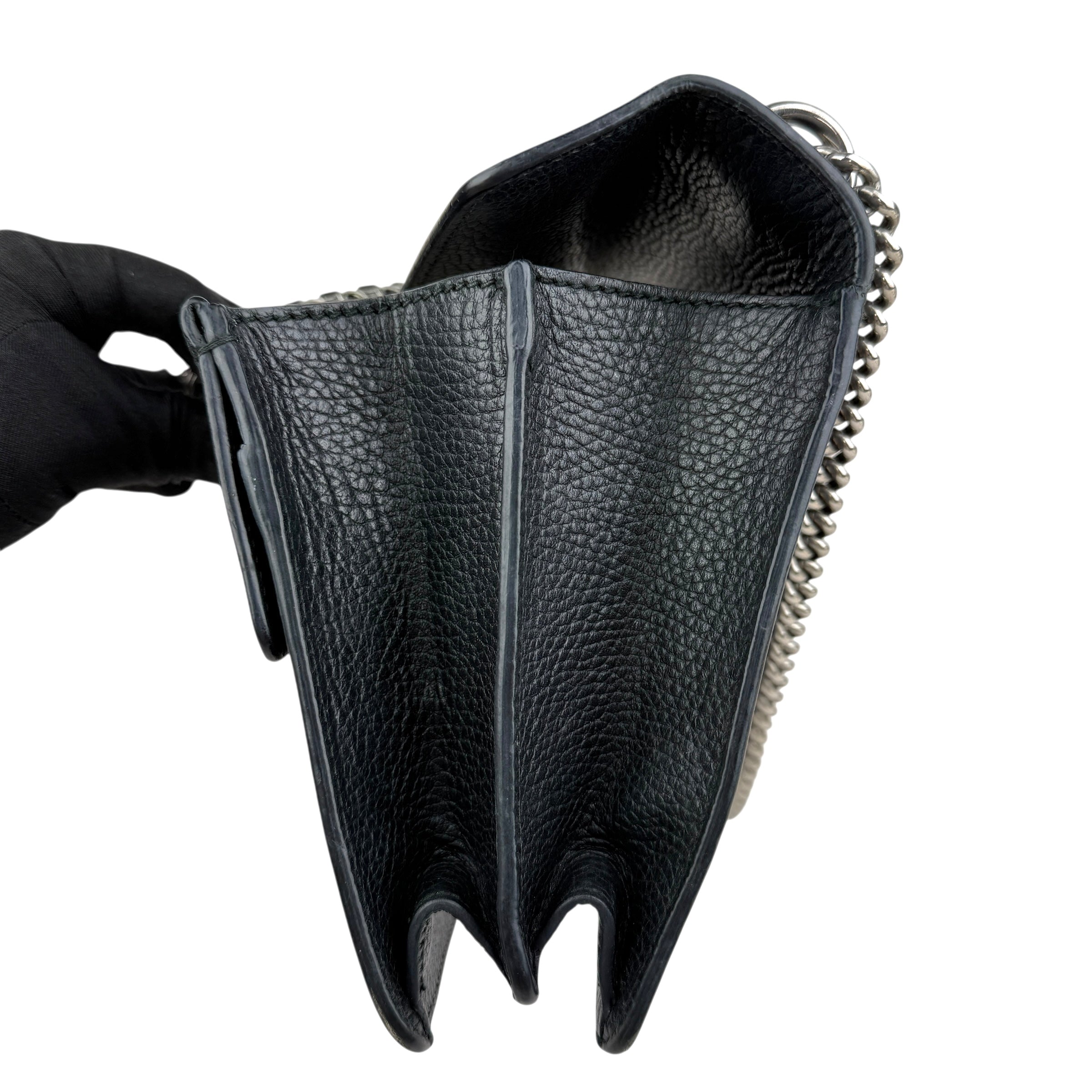 gucci black grained leather medium dionysus shoulder bag right