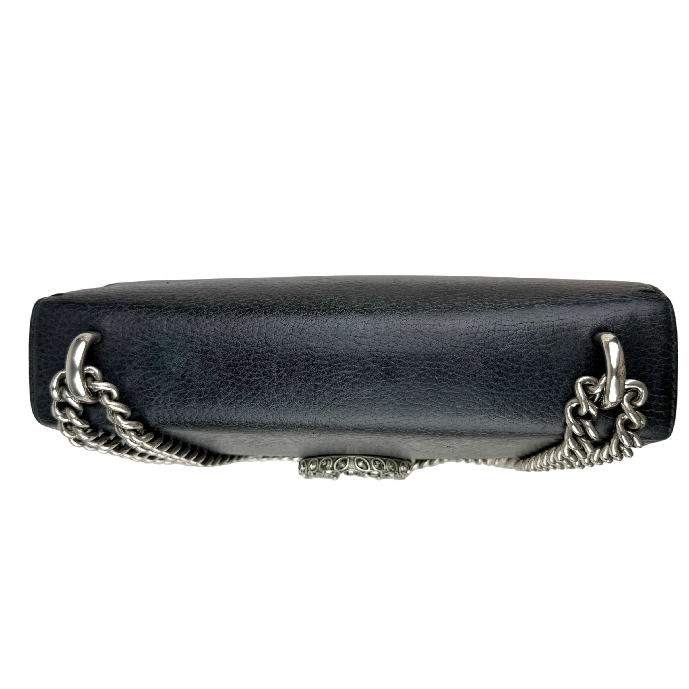 gucci black grained leather medium dionysus shoulder bag top