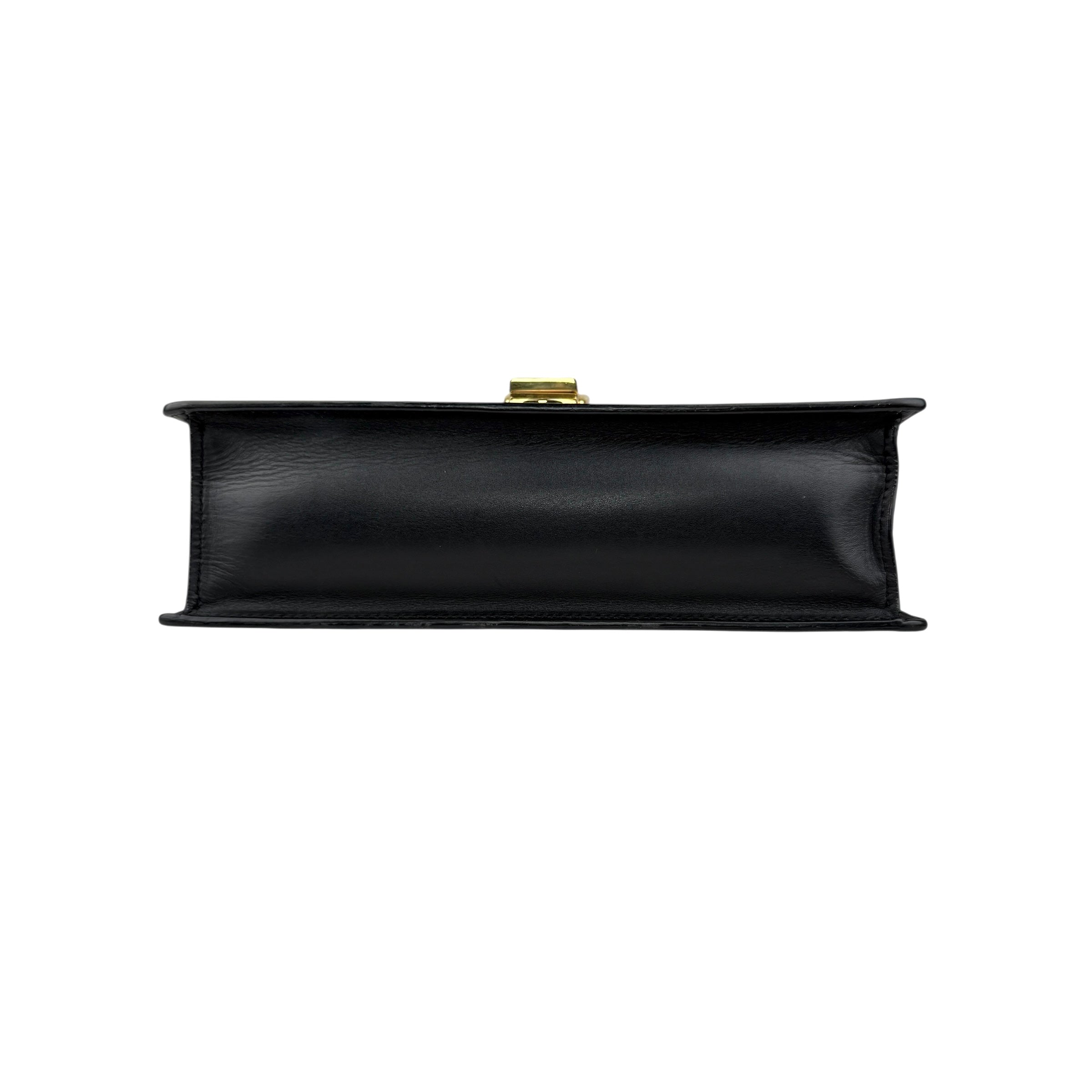 gucci black leather web sylvie shoulder bag bottom