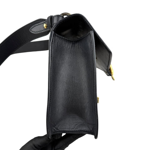 gucci black leather web sylvie shoulder bag right