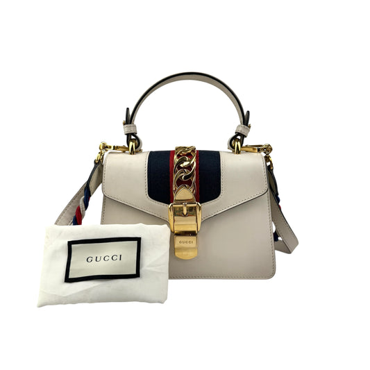 gucci calfskin mini sylvie top handle bag white accessory