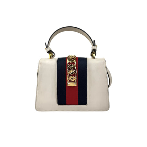 gucci calfskin mini sylvie top handle bag white back