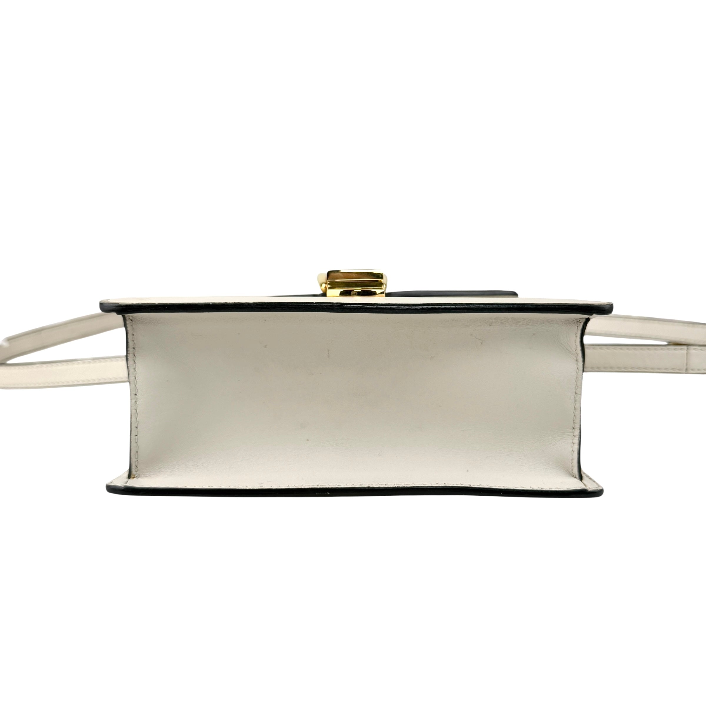 gucci calfskin mini sylvie top handle bag white bottom