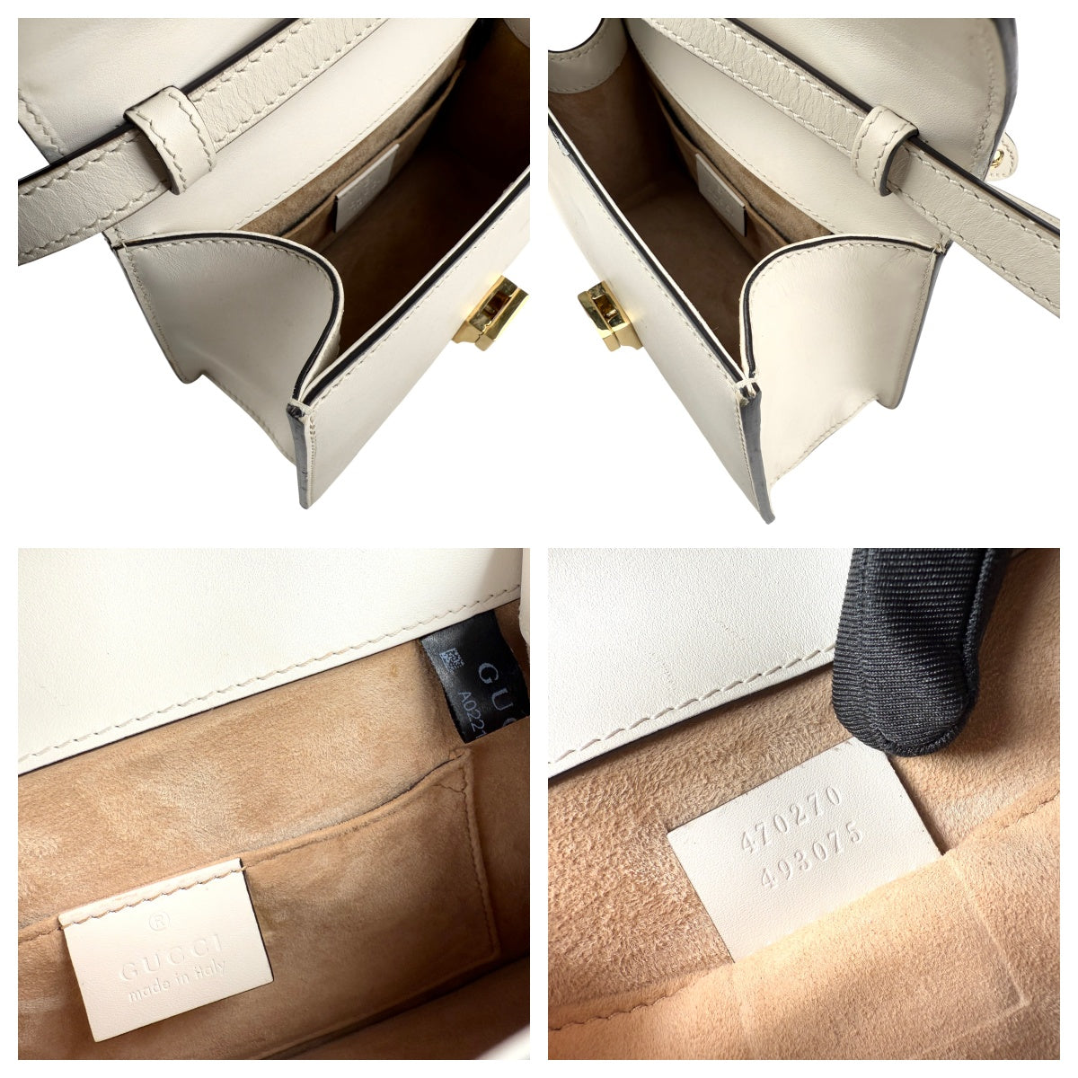 gucci calfskin mini sylvie top handle bag white inside pocket detail
