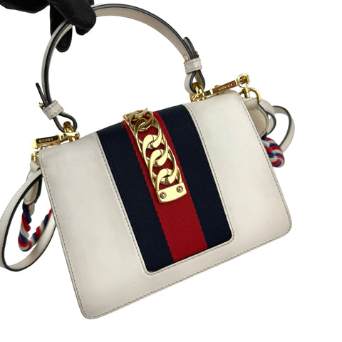 gucci calfskin mini sylvie top handle bag white left back 45