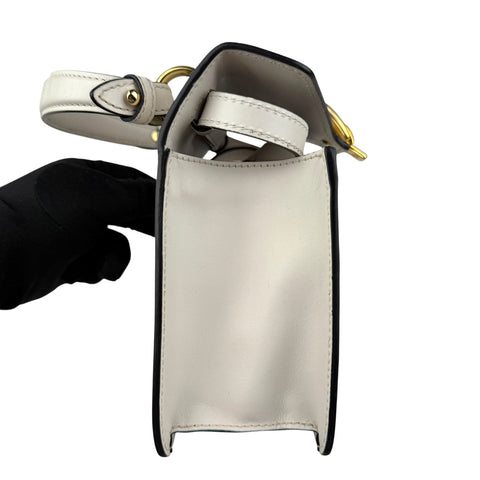 gucci calfskin mini sylvie top handle bag white left