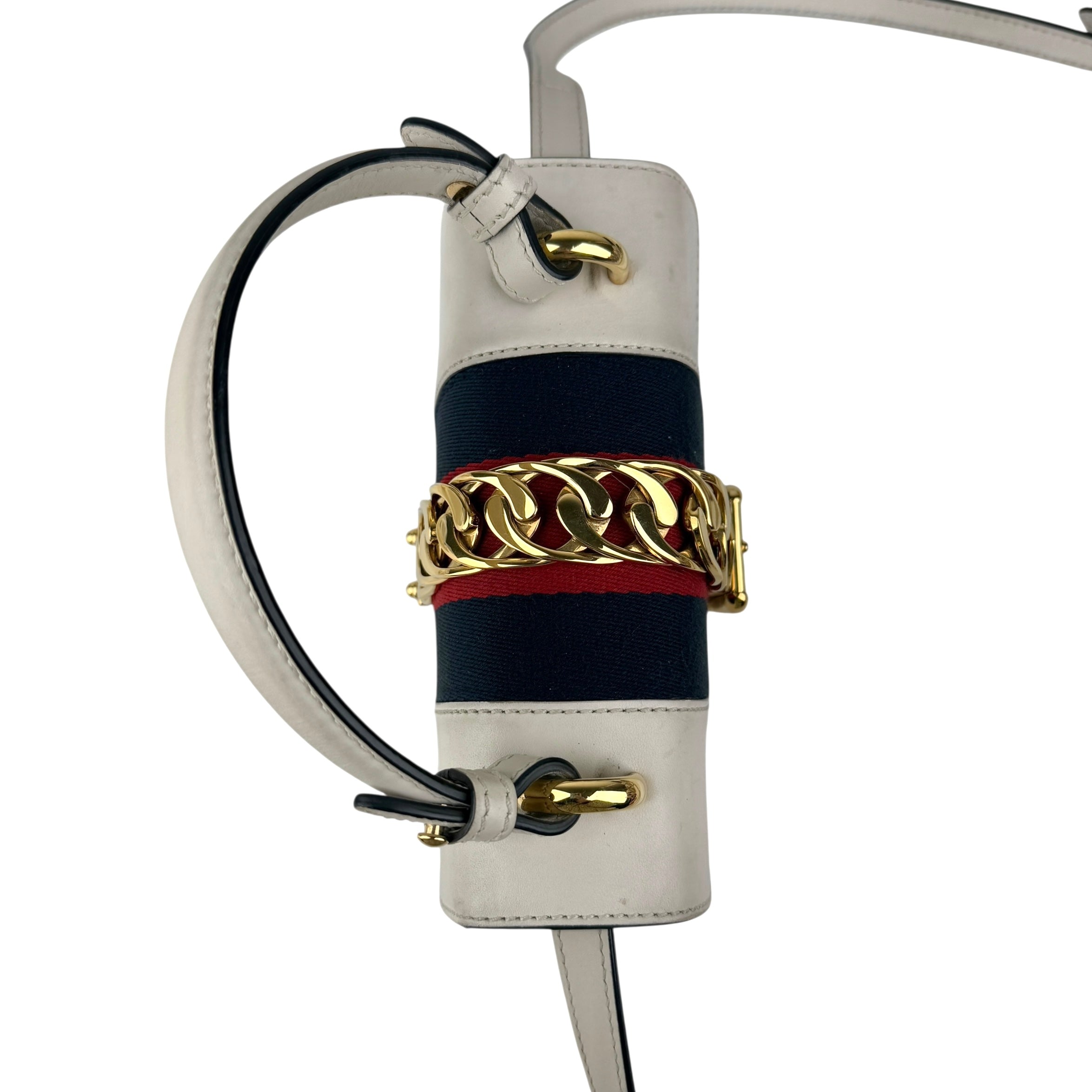 gucci calfskin mini sylvie top handle bag white top