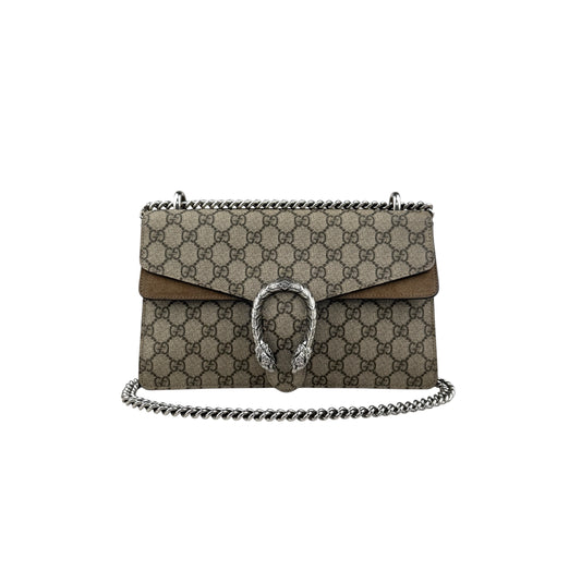 gucci dionysus gg shoulder bag medium brown canvas front