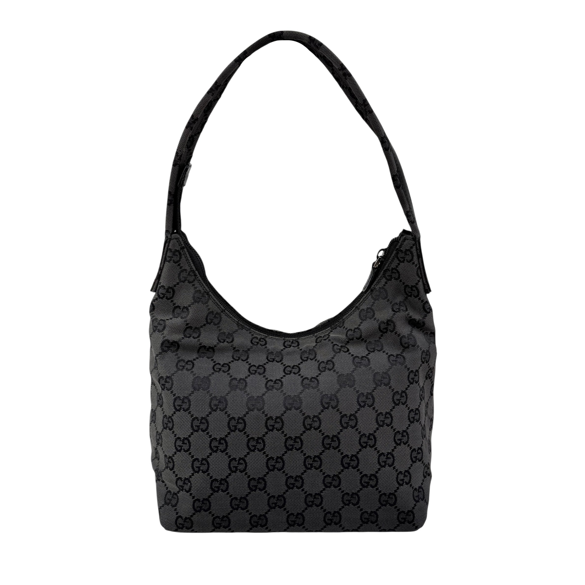 gucci gg canvas shoulder bag black front