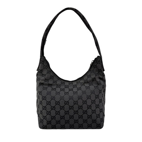 gucci gg canvas shoulder bag black front