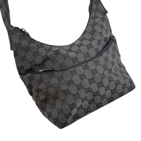 gucci gg canvas shoulder bag black left front 45
