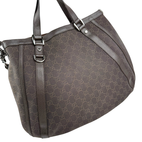 gucci gg denim abbey d ring satchel left front 45