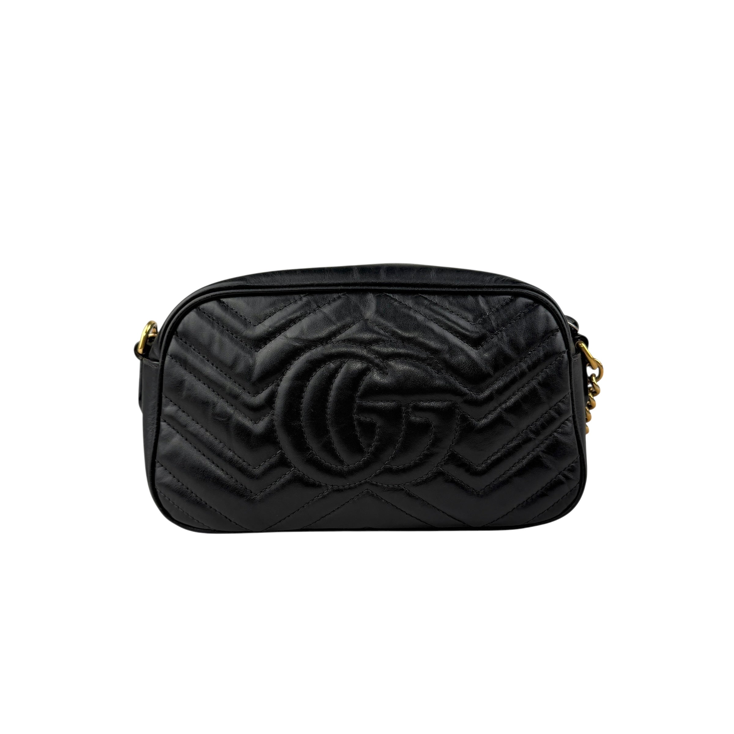 gucci gg marmont shoulder bag small black leather back