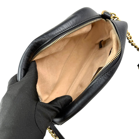 gucci gg marmont shoulder bag small black leather inside
