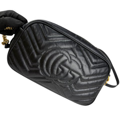 gucci gg marmont shoulder bag small black leather left back 45