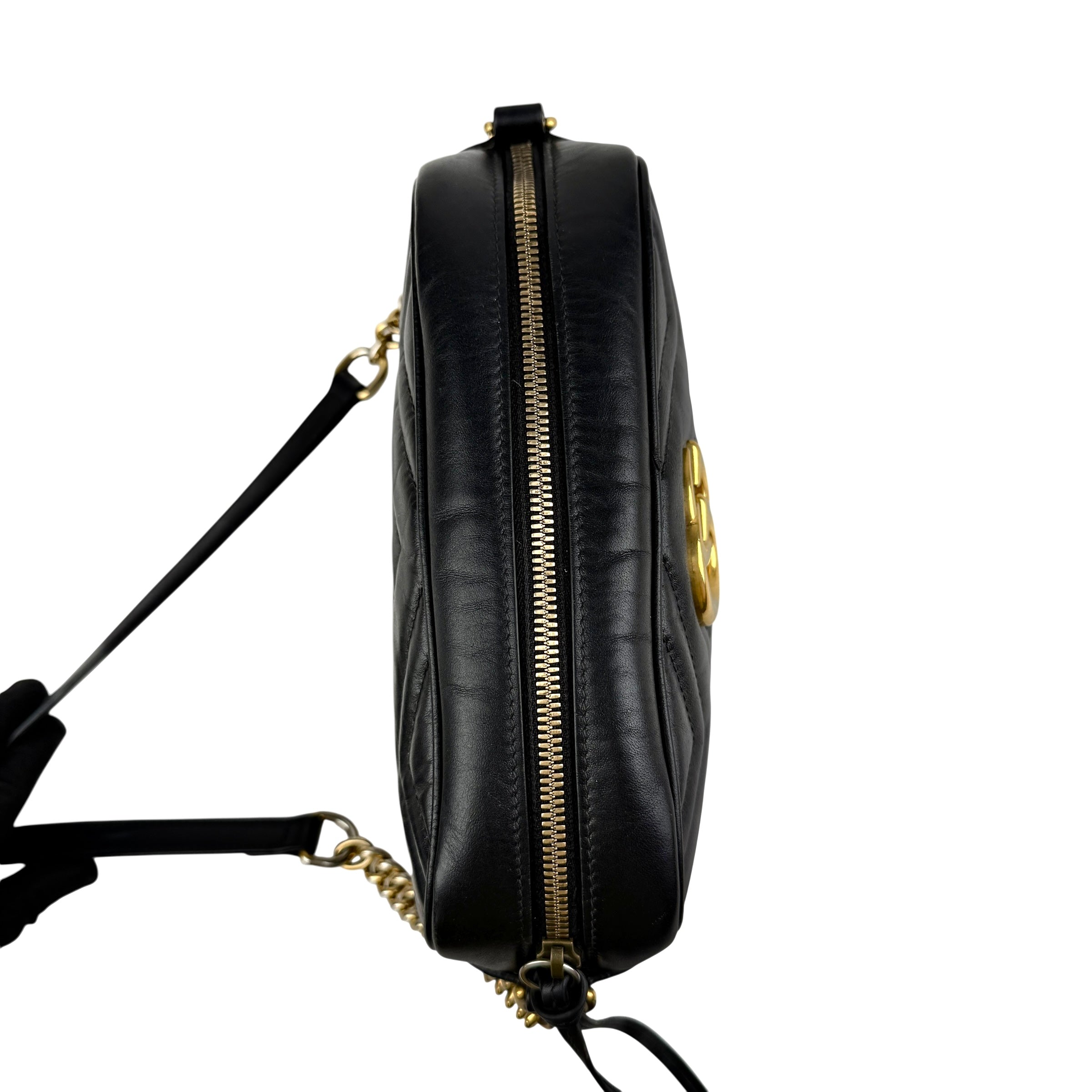 gucci gg marmont shoulder bag small black leather top