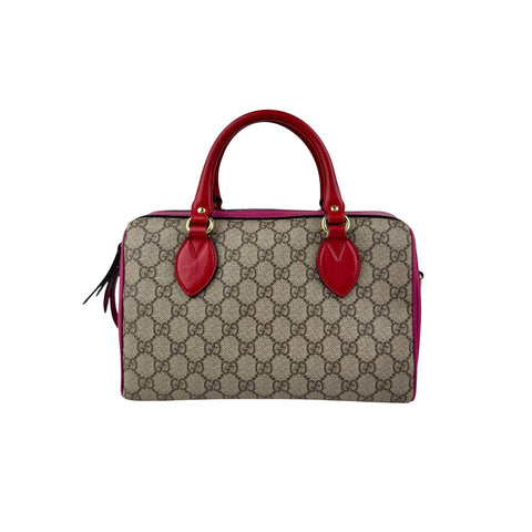 gucci gg supreme hand bag pvc leather 2way back