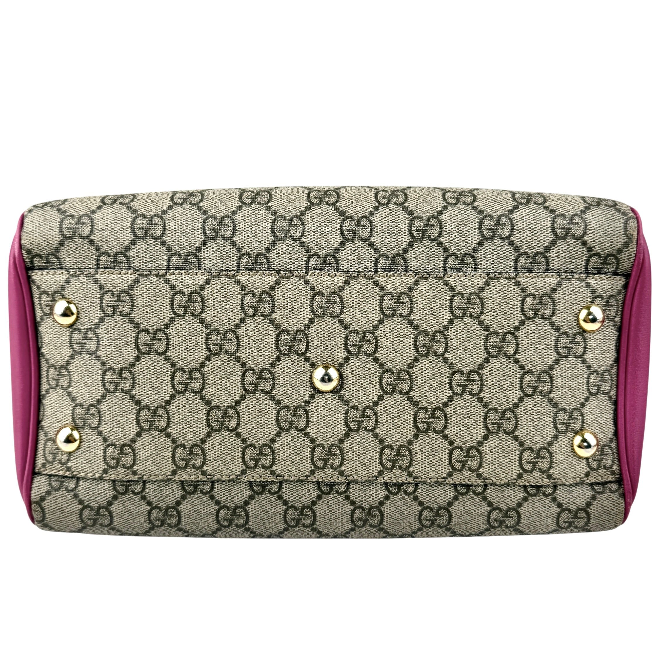 gucci gg supreme hand bag pvc leather 2way bottom