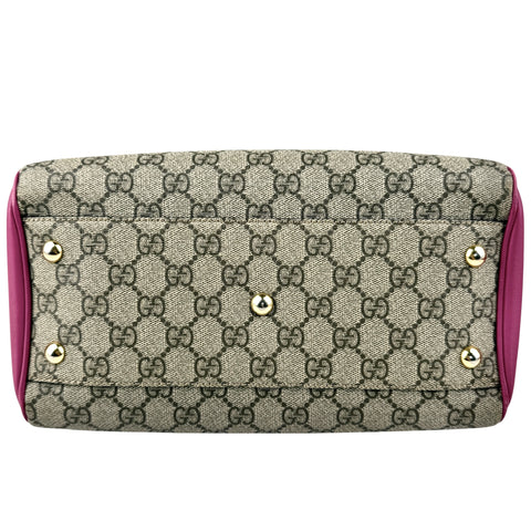 gucci gg supreme hand bag pvc leather 2way bottom