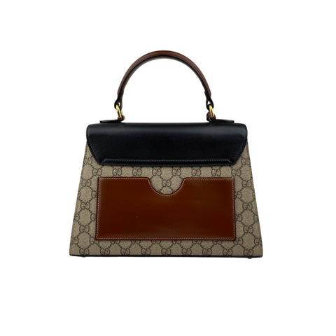 gucci gg supreme monogram calfskin padlock top handle bag back