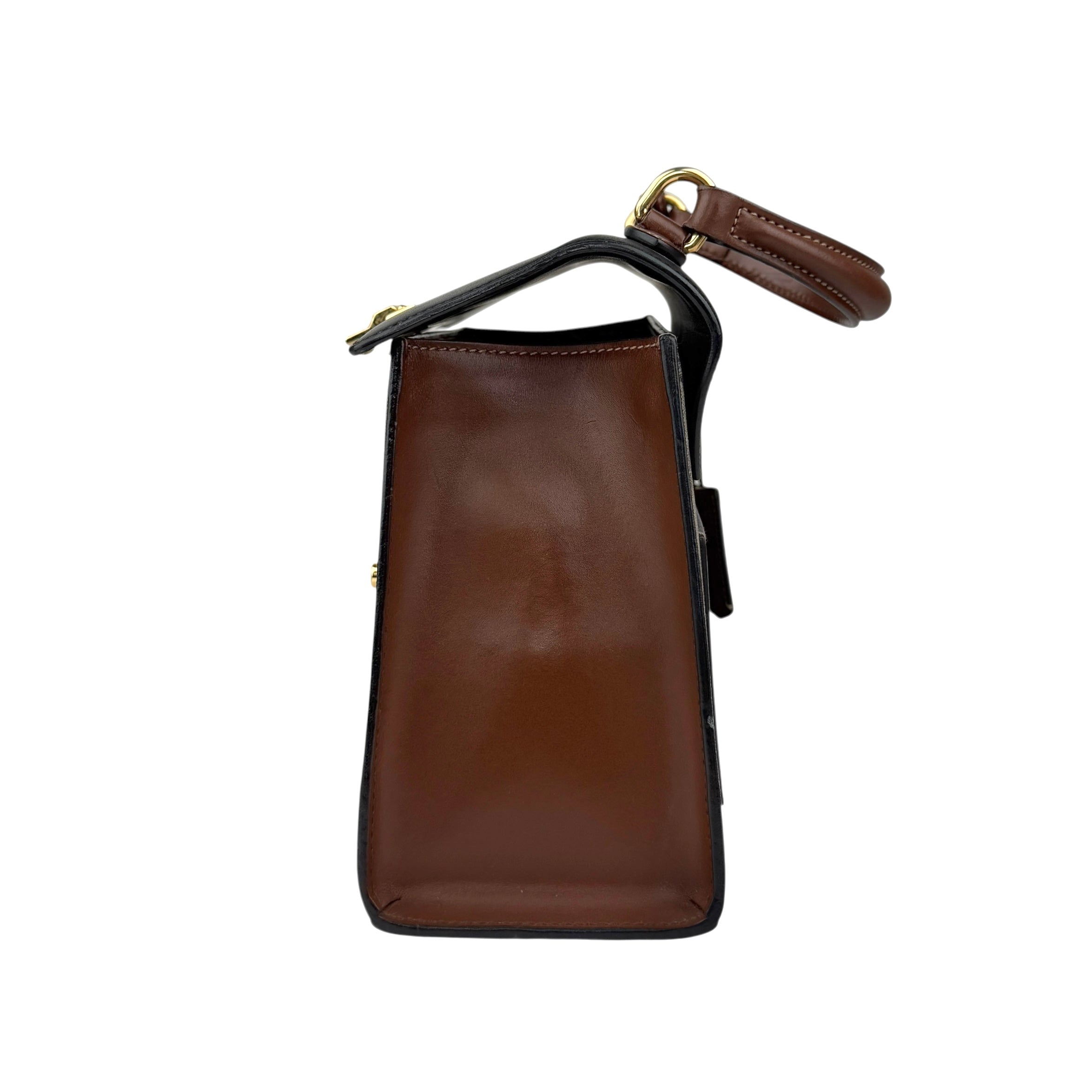gucci gg supreme monogram calfskin padlock top handle bag left