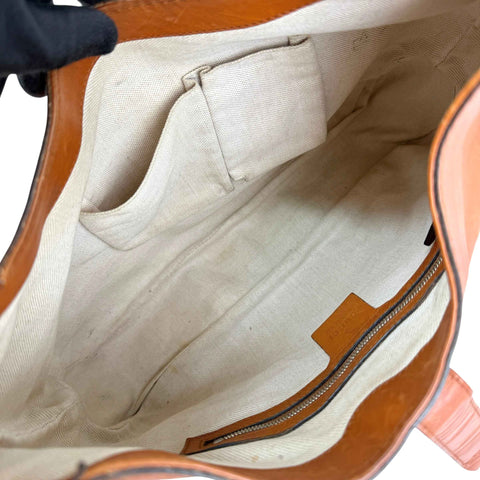 gucci leather jackie shoulder bag tan brown inside pocket detail