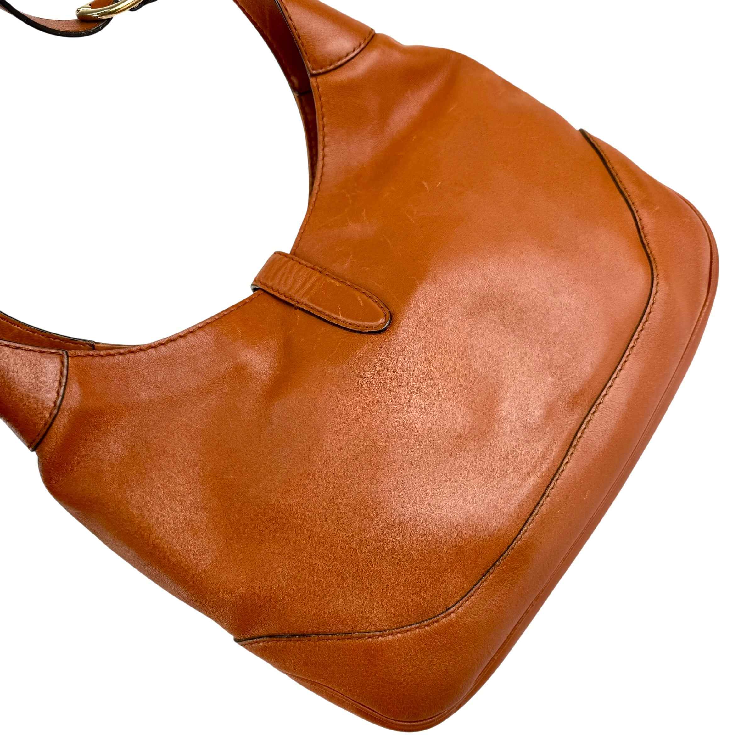 gucci leather jackie shoulder bag tan brown left back 45