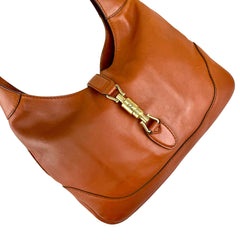 gucci leather jackie shoulder bag tan brown left front 45