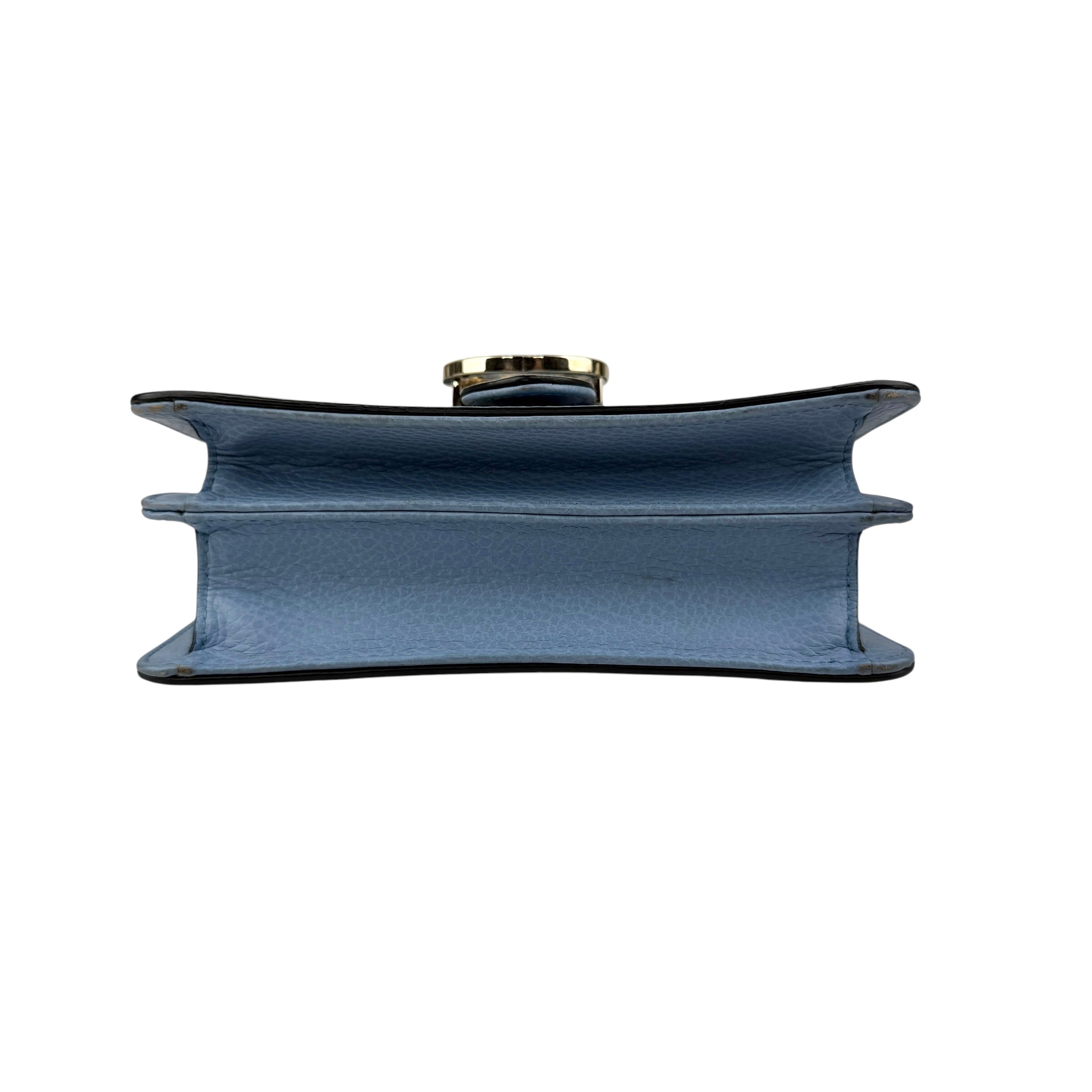 gucci light blue calfskin leather interlocking g shoulder bag bottom