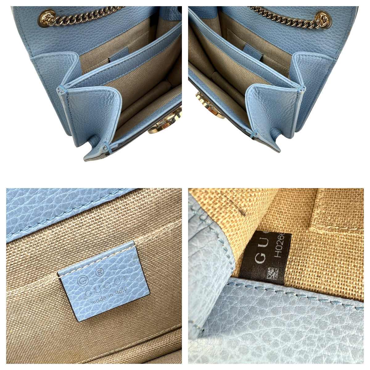 gucci light blue calfskin leather interlocking g shoulder bag inside