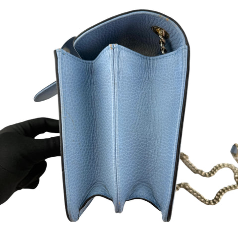 gucci light blue calfskin leather interlocking g shoulder bag left