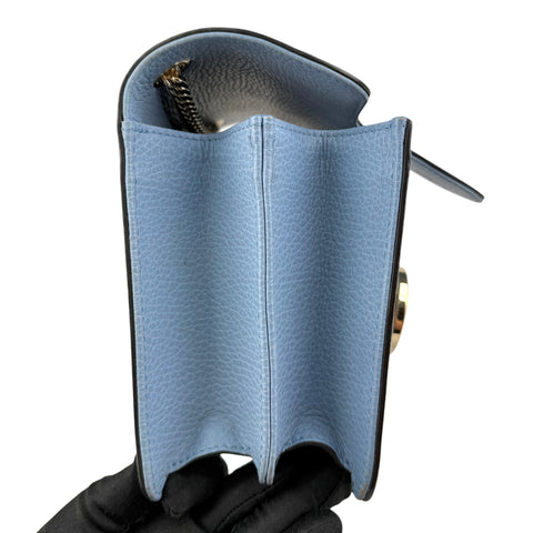 gucci light blue calfskin leather interlocking g shoulder bag right