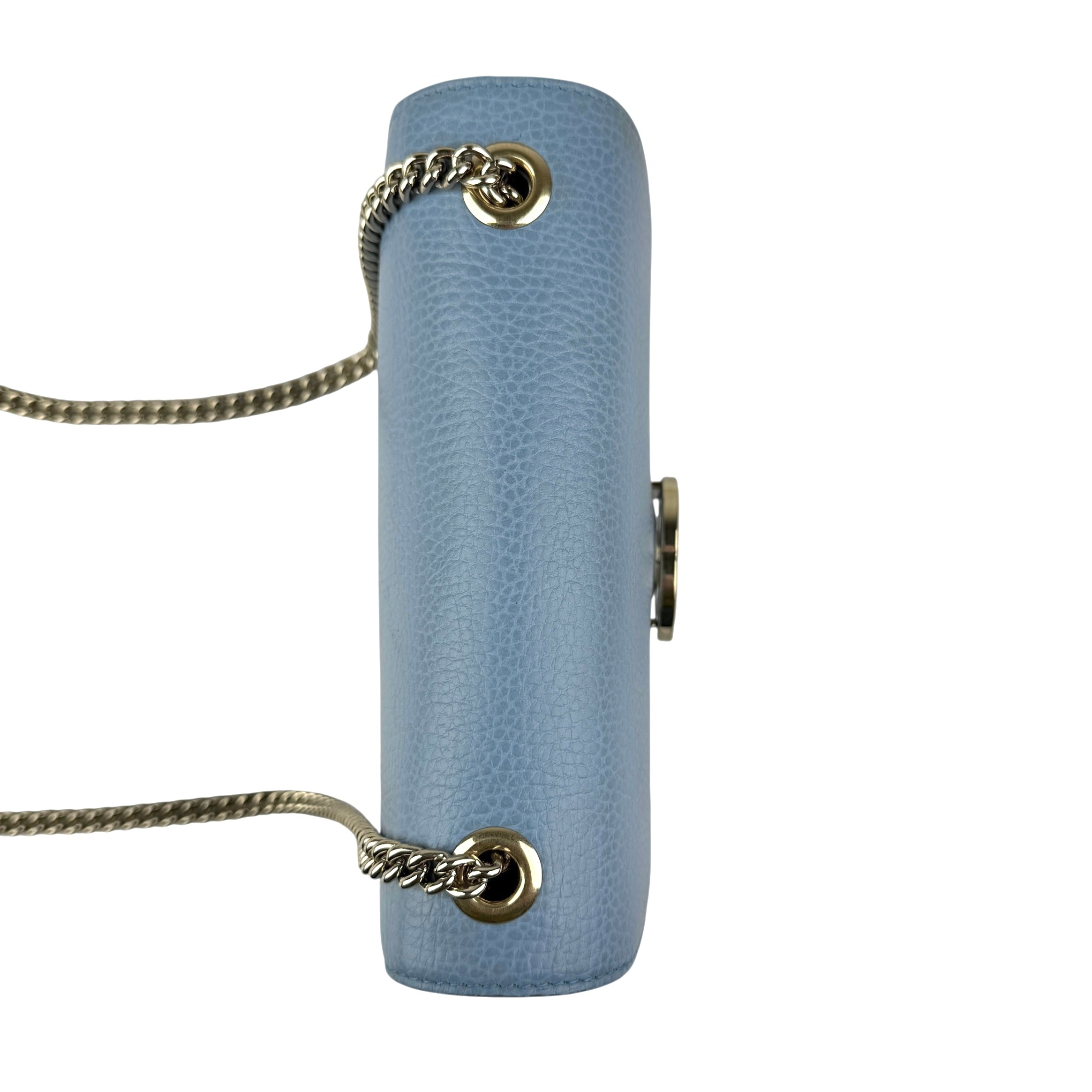 gucci light blue calfskin leather interlocking g shoulder bag left front 45