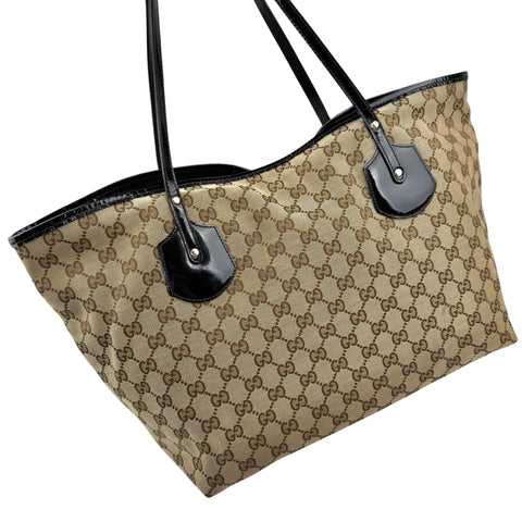 gucci medium gg canvas jolie tote brown left back 45