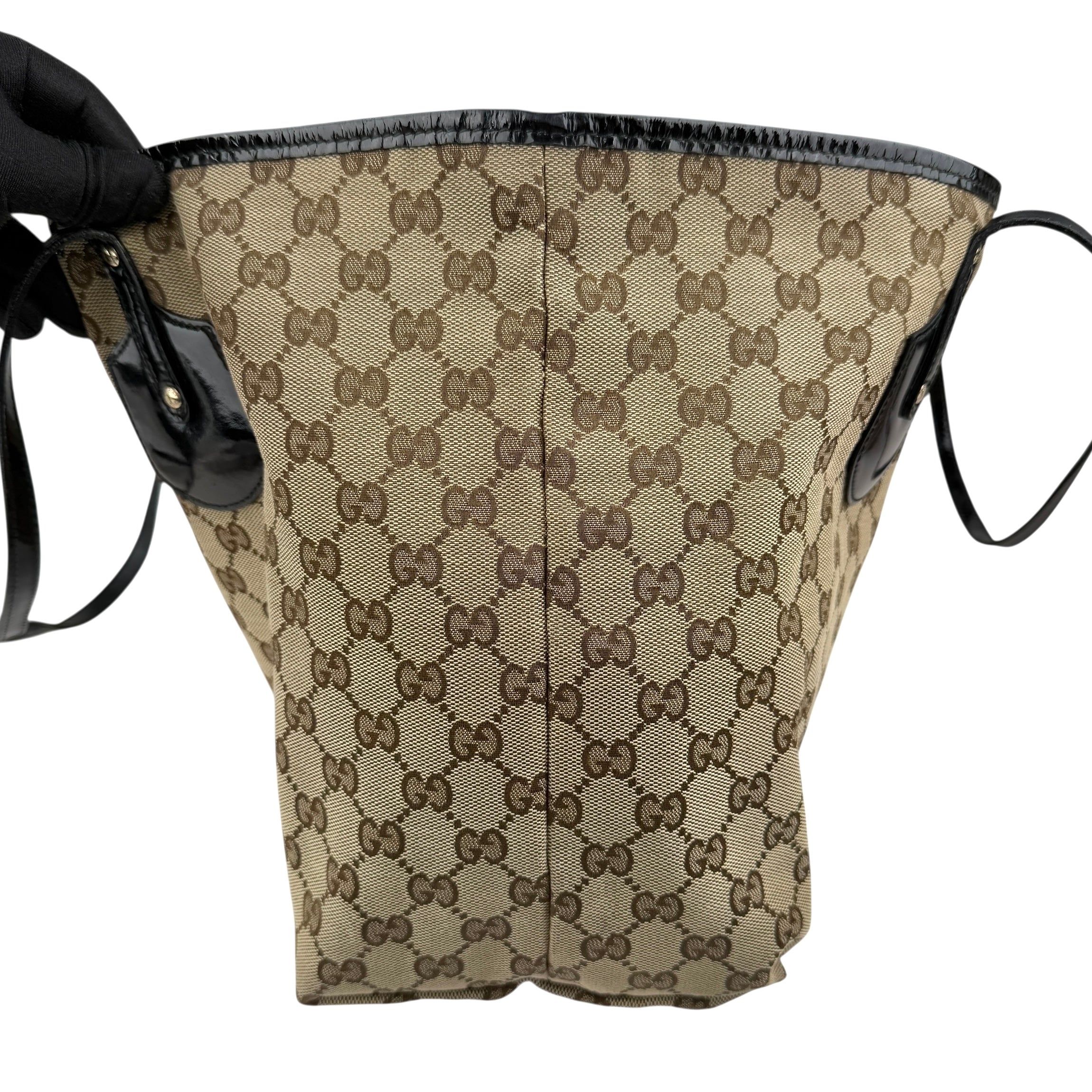 gucci medium gg canvas jolie tote brown right