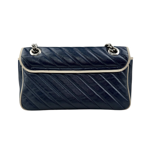 gucci navy and white gg marmont shoulder bag back