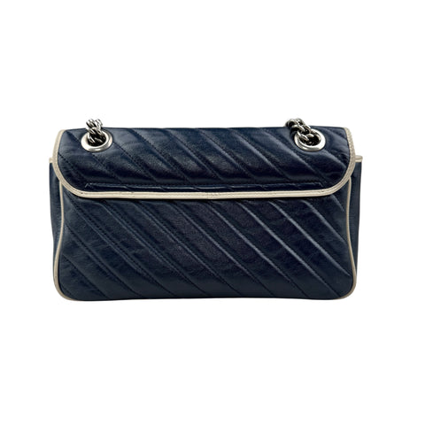 gucci navy and white gg marmont shoulder bag back