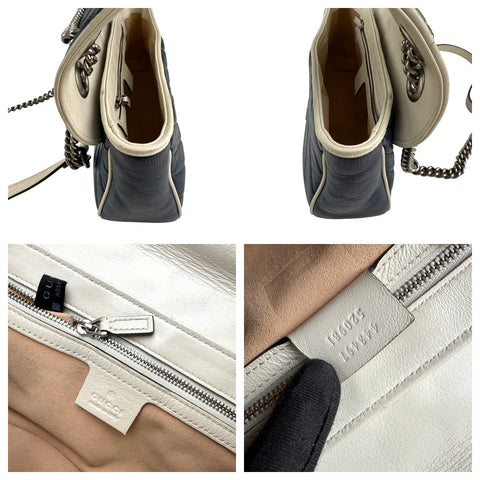 gucci navy and white gg marmont shoulder bag inside pocket detail