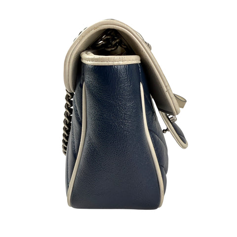gucci navy and white gg marmont shoulder bag right