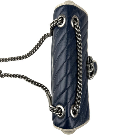 gucci navy and white gg marmont shoulder bag top